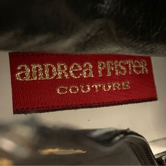 ANDREA PFISTER vintage dead stock black and gold stiletto bootie Italian size 10 - Picture 11 of 13